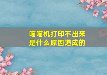 喵喵机打印不出来是什么原因造成的