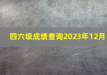 四六级成绩查询2023年12月