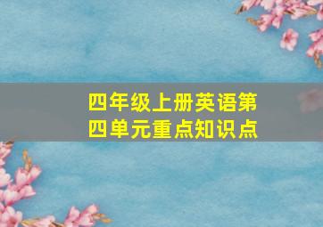 四年级上册英语第四单元重点知识点