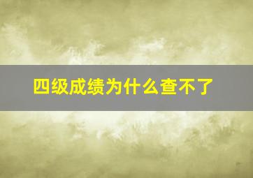 四级成绩为什么查不了