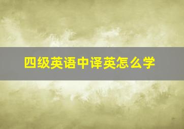 四级英语中译英怎么学