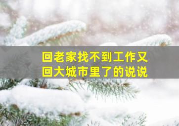 回老家找不到工作又回大城市里了的说说