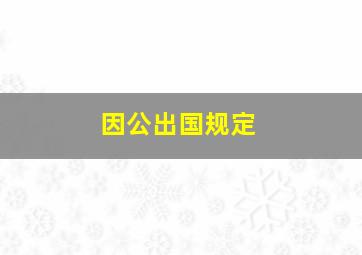 因公出国规定