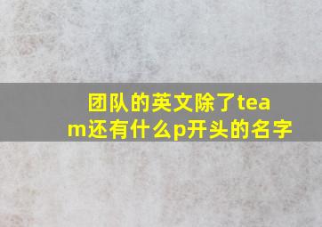 团队的英文除了team还有什么p开头的名字