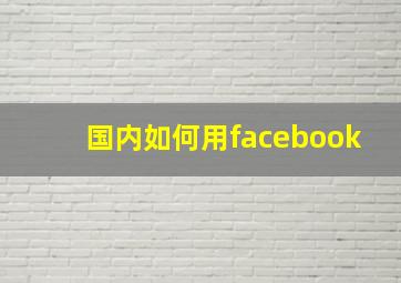 国内如何用facebook