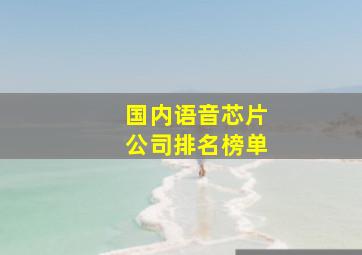 国内语音芯片公司排名榜单