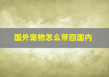 国外宠物怎么带回国内