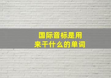 国际音标是用来干什么的单词