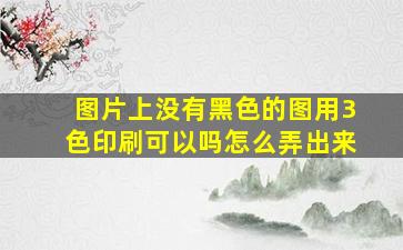 图片上没有黑色的图用3色印刷可以吗怎么弄出来