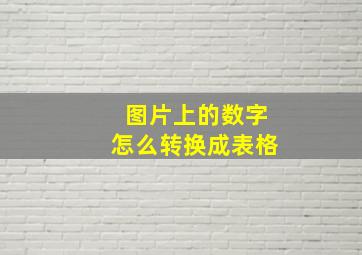 图片上的数字怎么转换成表格