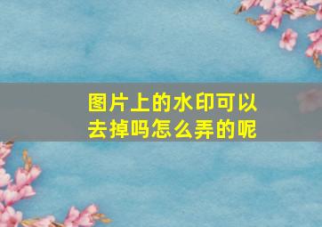 图片上的水印可以去掉吗怎么弄的呢