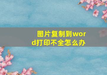 图片复制到word打印不全怎么办