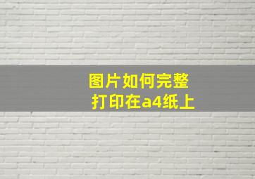 图片如何完整打印在a4纸上