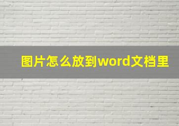 图片怎么放到word文档里