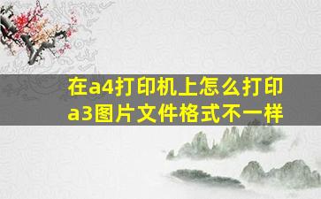 在a4打印机上怎么打印a3图片文件格式不一样