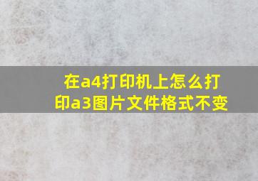 在a4打印机上怎么打印a3图片文件格式不变