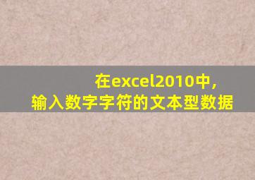 在excel2010中,输入数字字符的文本型数据