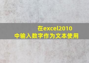 在excel2010中输入数字作为文本使用