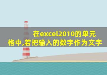 在excel2010的单元格中,若把输入的数字作为文字