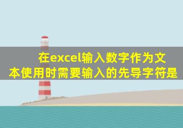 在excel输入数字作为文本使用时需要输入的先导字符是