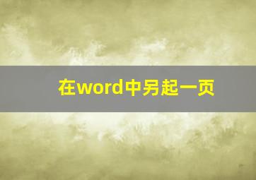 在word中另起一页