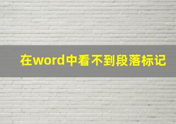 在word中看不到段落标记