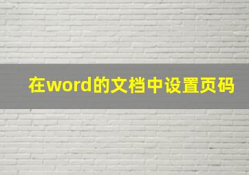 在word的文档中设置页码