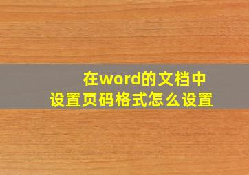 在word的文档中设置页码格式怎么设置