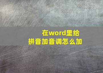 在word里给拼音加音调怎么加