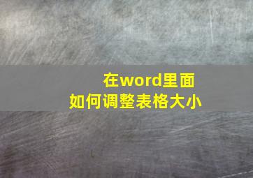 在word里面如何调整表格大小