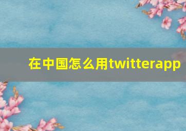 在中国怎么用twitterapp