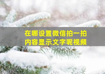 在哪设置微信拍一拍内容显示文字呢视频