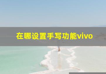 在哪设置手写功能vivo