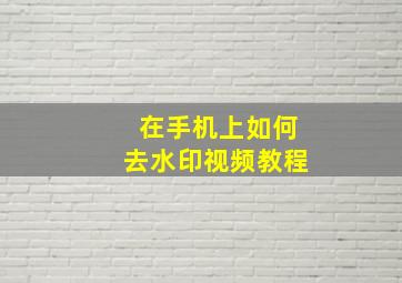 在手机上如何去水印视频教程