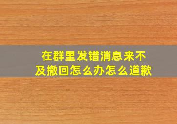 在群里发错消息来不及撤回怎么办怎么道歉