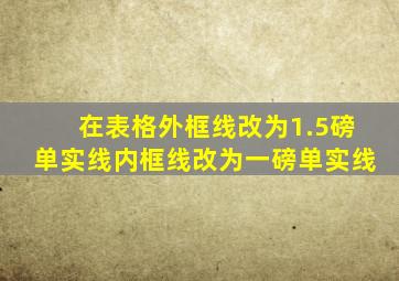 在表格外框线改为1.5磅单实线内框线改为一磅单实线