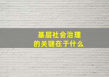 基层社会治理的关键在于什么