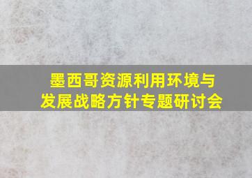 墨西哥资源利用环境与发展战略方针专题研讨会