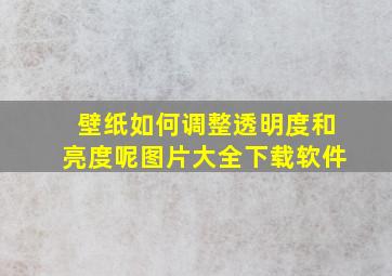 壁纸如何调整透明度和亮度呢图片大全下载软件