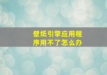 壁纸引擎应用程序用不了怎么办