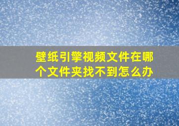 壁纸引擎视频文件在哪个文件夹找不到怎么办