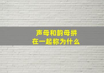 声母和韵母拼在一起称为什么