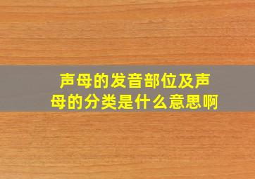 声母的发音部位及声母的分类是什么意思啊