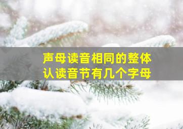 声母读音相同的整体认读音节有几个字母