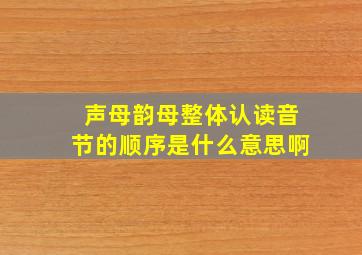 声母韵母整体认读音节的顺序是什么意思啊