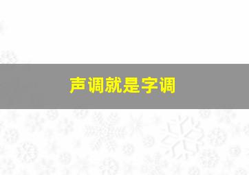 声调就是字调