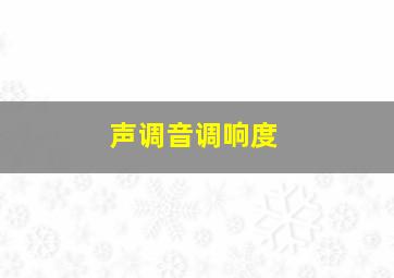 声调音调响度