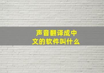 声音翻译成中文的软件叫什么