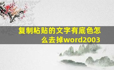 复制粘贴的文字有底色怎么去掉word2003