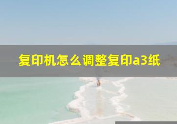 复印机怎么调整复印a3纸